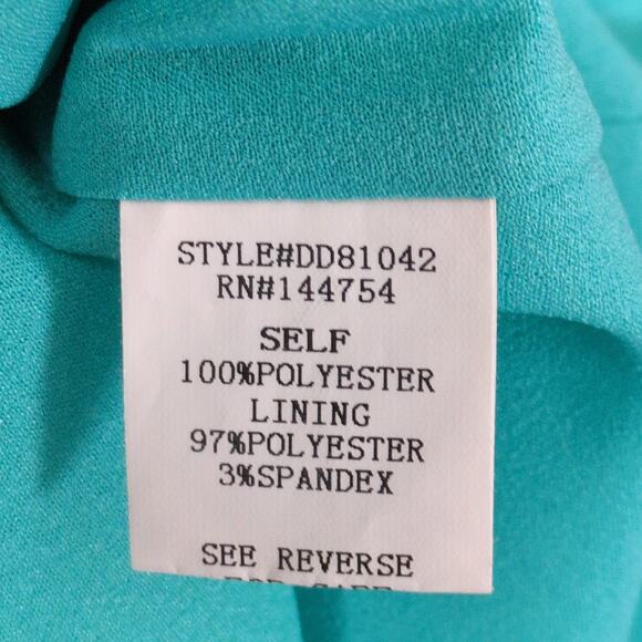 Davi & Dani Sz L Flutter Sleeve Teal Maxi Babydoll Dress HoCo Beachy Sleeveless - Picture 5 of 6